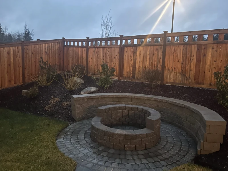 Custom Firepit hardscape installation Seattle, WA