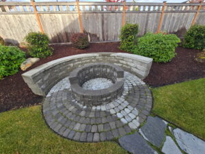 paver patio firepit in Seattle backyard